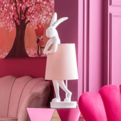 Kare Animal Rabbit pöytävalaisin, valkoinen/vaaleanpunainen, 68 cm, E14