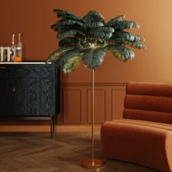 KARE Feather Palm -lattiavalaisin sulilla, vihreä