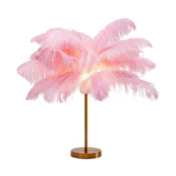 KARE Feather Palm -pöytävalo sulilla, pinkki
