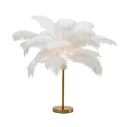 KARE Feather Palm -pöytävalo sulilla, valkoinen