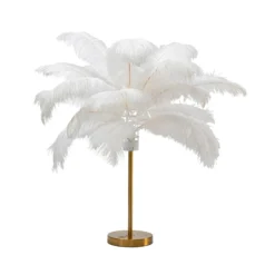 KARE Feather Palm -pöytävalo sulilla, valkoinen