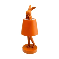 Kare LED-akkukäyttöinen pöytävalaisin Animal Rabbit, oranssi, IP54, 29 cm