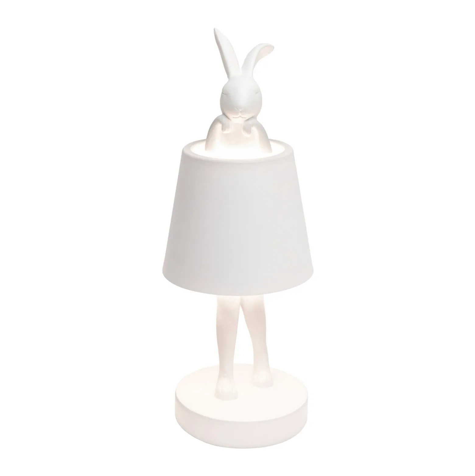 Kare LED-akkukäyttöinen pöytävalaisin Animal Rabbit, valkoinen, IP54, 29 cm