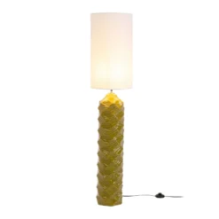 Kare Luma -lattiavalaisin, vihreä, puuvilla/kivitavara, 128 cm