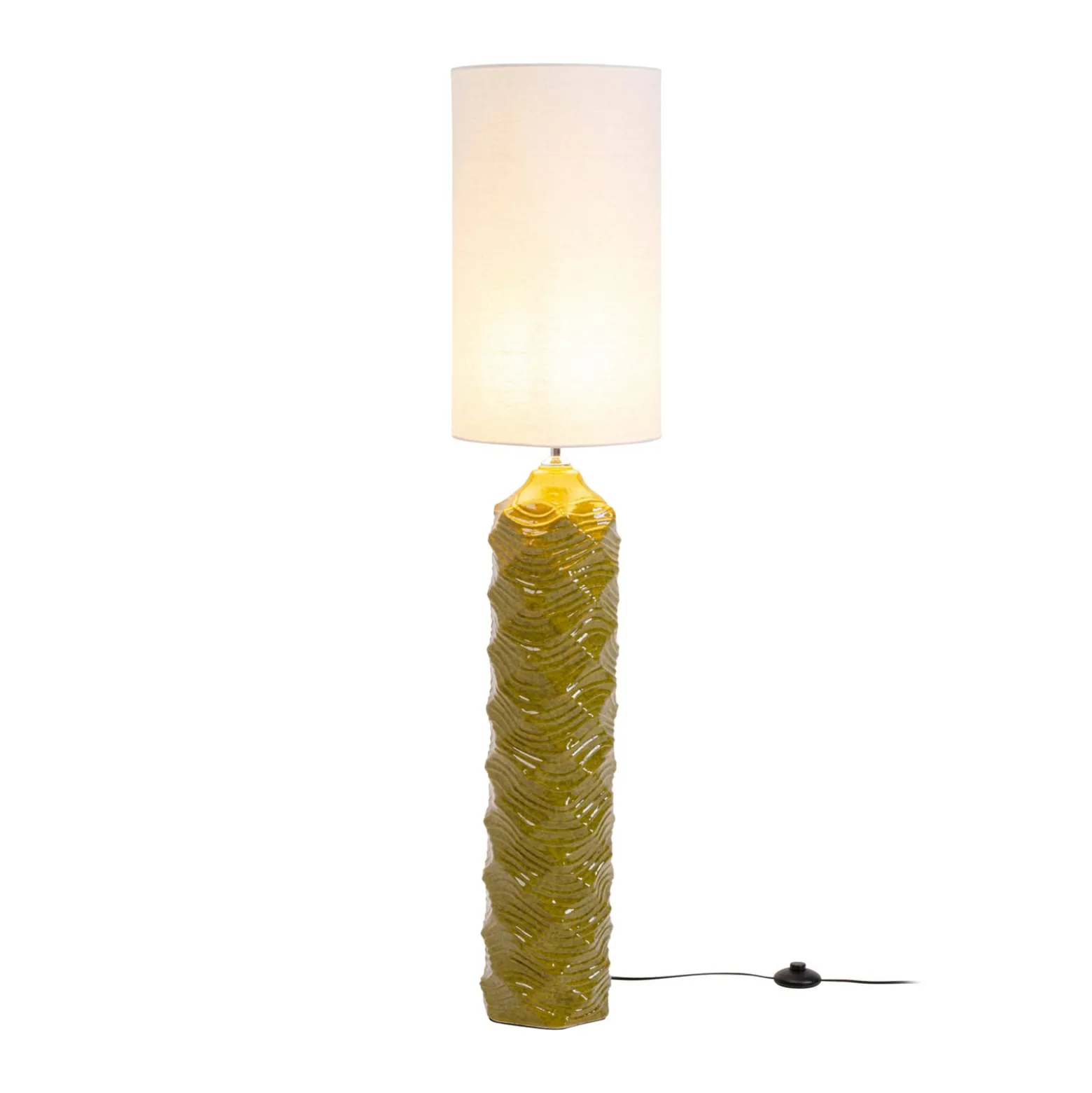 Kare Luma -lattiavalaisin, vihreä, puuvilla/kivitavara, 128 cm