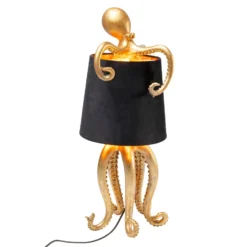 Kare Octopus -pöytävalaisin, kulta, tekstiili, korkeus 47 cm