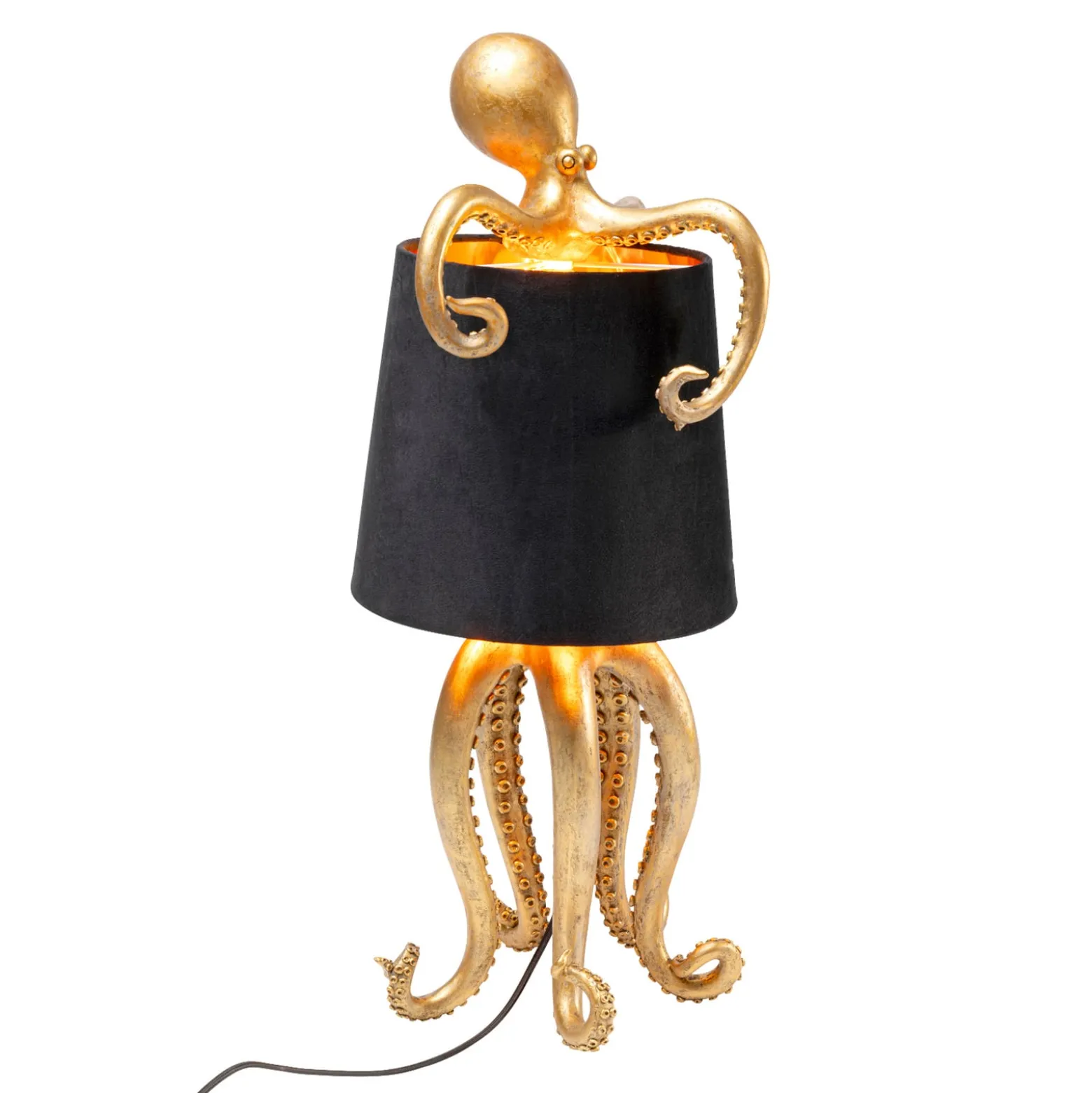 Kare Octopus -pöytävalaisin, kulta, tekstiili, korkeus 47 cm