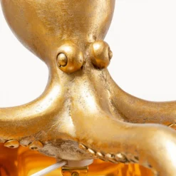 Kare Octopus -pöytävalaisin, kulta, tekstiili, korkeus 47 cm