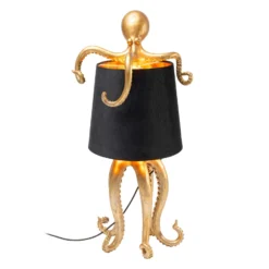 Kare Octopus -pöytävalaisin, kulta, tekstiili, korkeus 47 cm