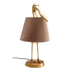 Kare Pelican -pöytävalaisin, kulta, pellava, korkeus 62 cm, E27