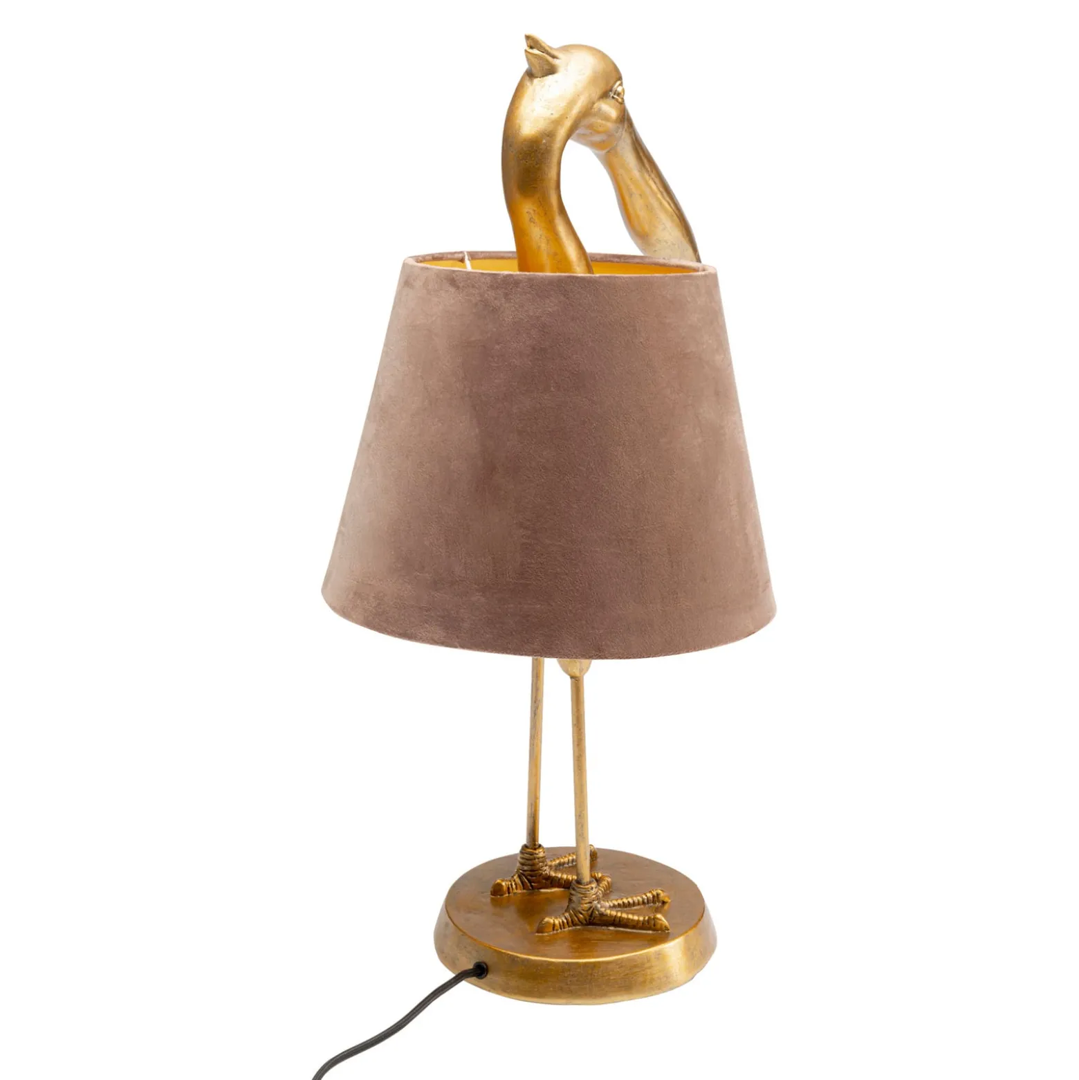 Kare Pelican -pöytävalaisin, kulta, pellava, korkeus 62 cm, E27