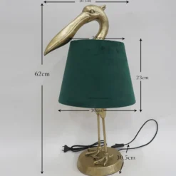 Kare Pelican -pöytävalaisin, kulta, pellava, korkeus 62 cm, E27