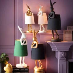 Kare pöytävalaisin Animal Rabbit, kulta/musta, 50 cm, E14