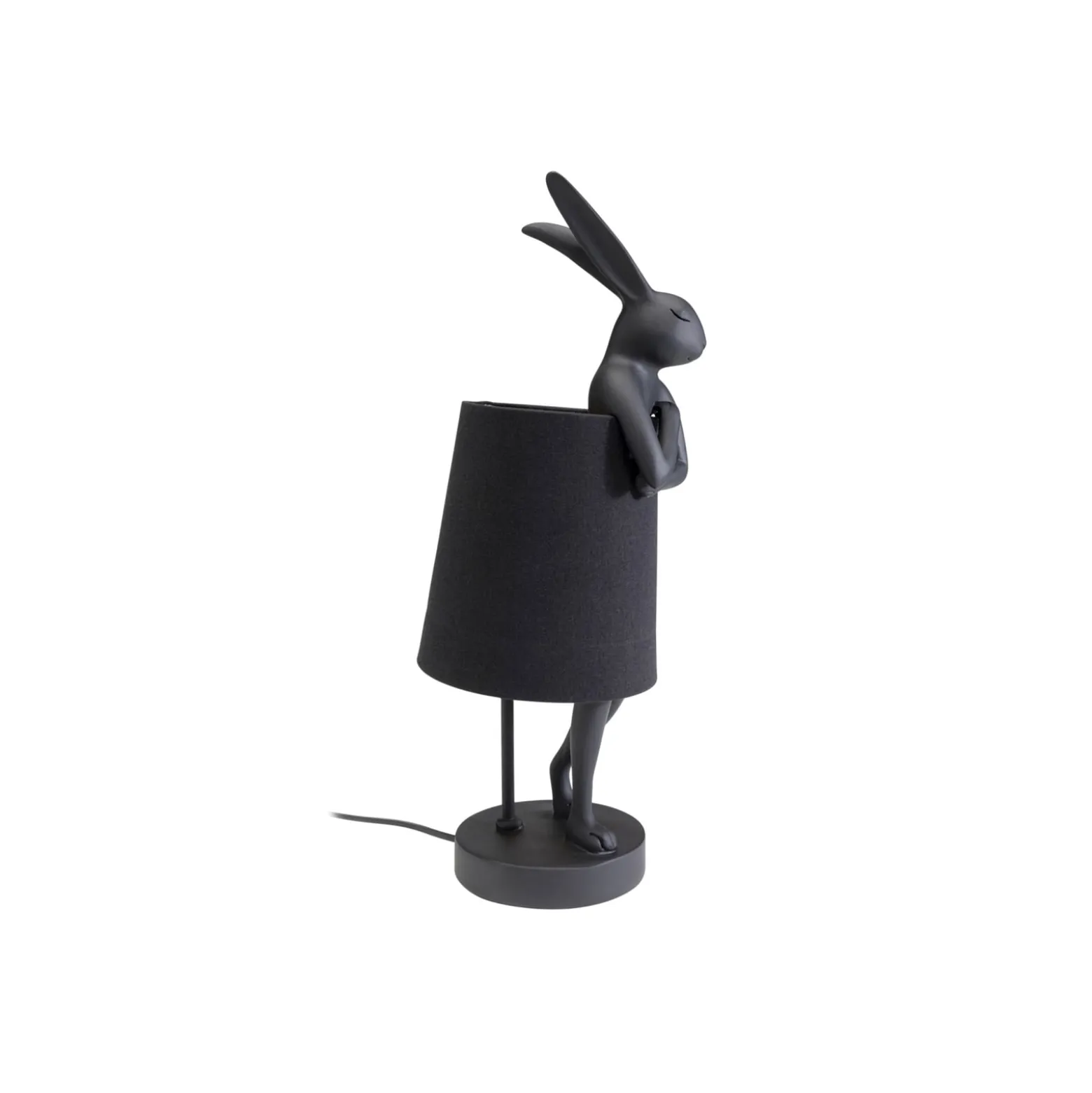 Kare pöytävalaisin Animal Rabbit, tekstiili, musta, 50 cm, E14