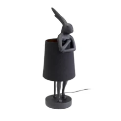 Kare pöytävalaisin Animal Rabbit, tekstiili, musta, 50 cm, E14