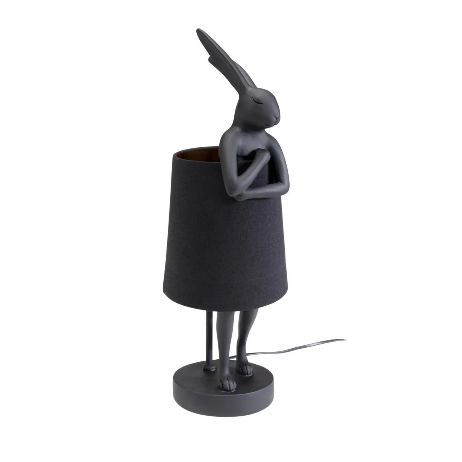 Kare pöytävalaisin Animal Rabbit, tekstiili, musta, 50 cm, E14