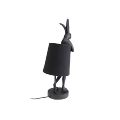 Kare pöytävalaisin Animal Rabbit, tekstiili, musta, 50 cm, E14