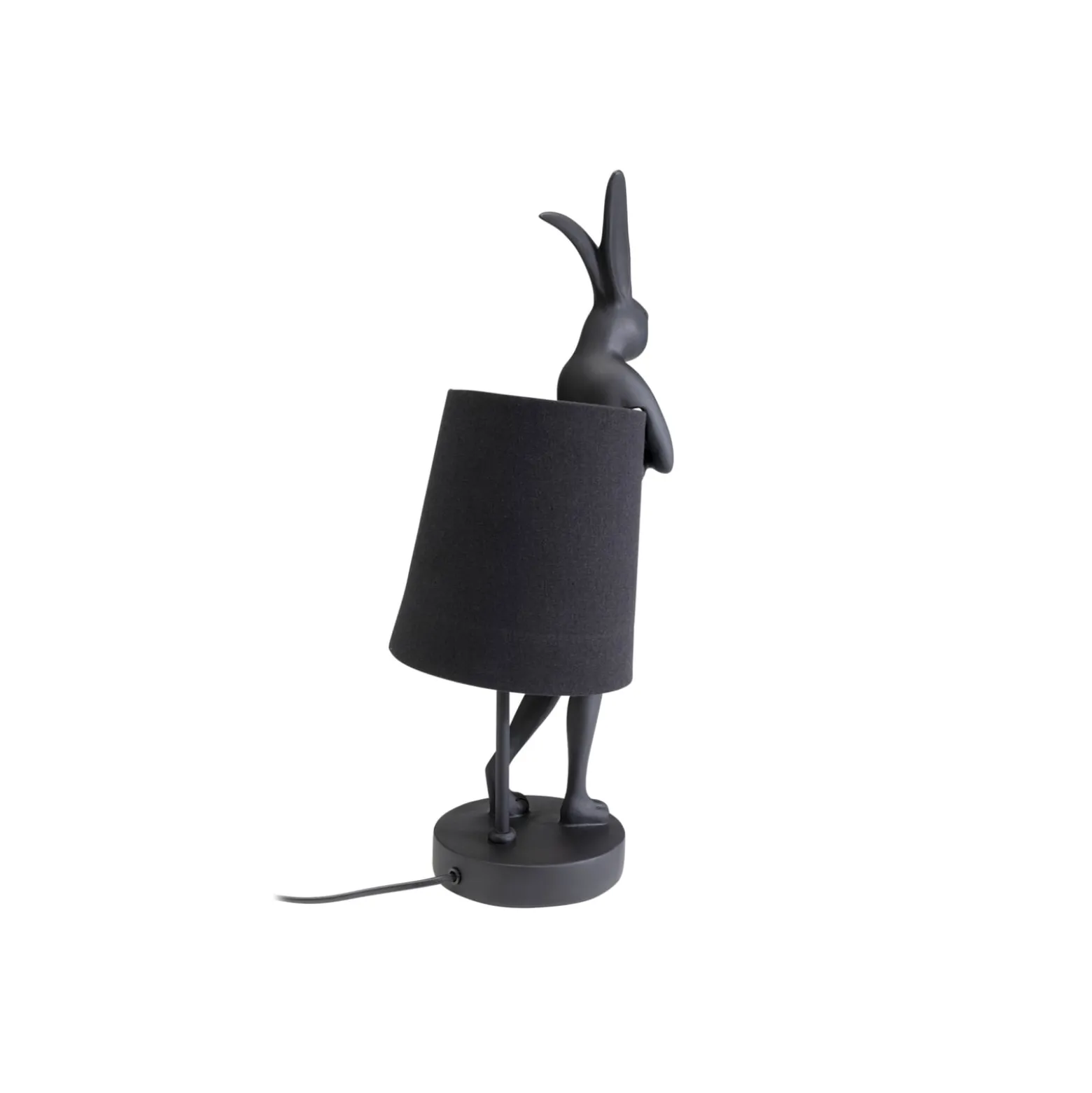 Kare pöytävalaisin Animal Rabbit, tekstiili, musta, 50 cm, E14