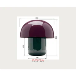 Kare pöytävalaisin Mushroom, violetti/vihreä, metalli, 20 cm, E14