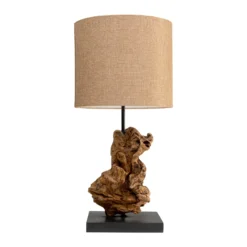 Kare pöytävalaisin Nature Flame, ajopuu, 56 cm, E27