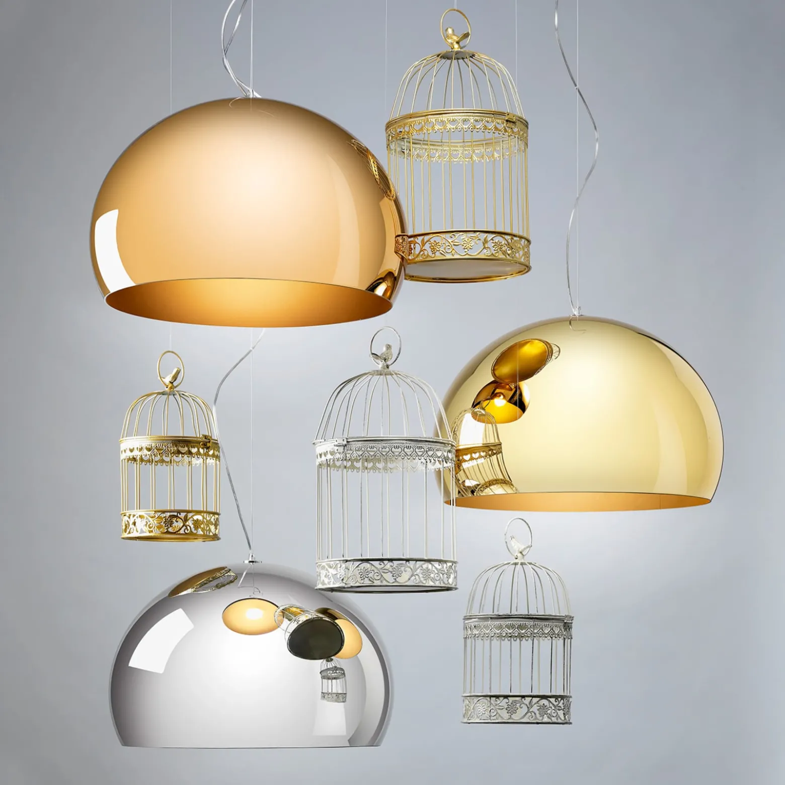 Kartell FL/Y -LED-riippuvalaisin, kiiltävä kupari