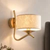 Kaszmir Ecrie -seinävalaisin, kulta/beige, teräs, tekstiili, E27