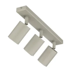 Kattokohdevalo Zoom, 3-lamppuinen, harmaa-beige, teräs, GU10