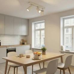Kattokohdevalo Zoom, 3-lamppuinen, harmaa-beige, teräs, GU10