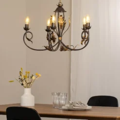 Kattokruunu Gretel, 5-lamppuinen, pronssinvärinen, metalli, E14