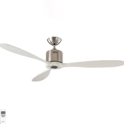 Kattotuuletin AEROPLAN ECO, kromi/valkoinen, halkaisija 132 cm, hiljainen