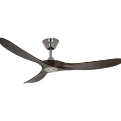 Kattotuuletin ECO GENUINO, kromi/pähkinäpuu, halkaisija 152 cm, hiljainen