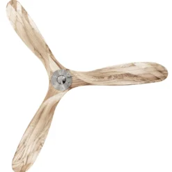 Kattotuuletin ECO GENUINO, kromi/vaalea puu, halkaisija 152 cm, hiljainen