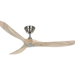 Kattotuuletin ECO GENUINO, kromi/vaalea puu, halkaisija 152 cm, hiljainen