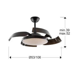 Kattotuuletin Enzo, LED, himmennettävä, CCT, musta