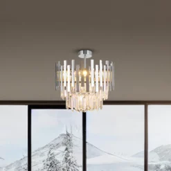Kattovalaisin Aspen metalli kromivärinen, lasikristallit, Ø 45 cm
