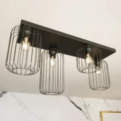 Kattovalaisin Barn, 4-lamppuinen, 83 cm, musta, metalli, E27