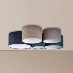 Kattovalaisin Boucle 6-lamppuinen sininen/vihreä/cappuccino/harmaa