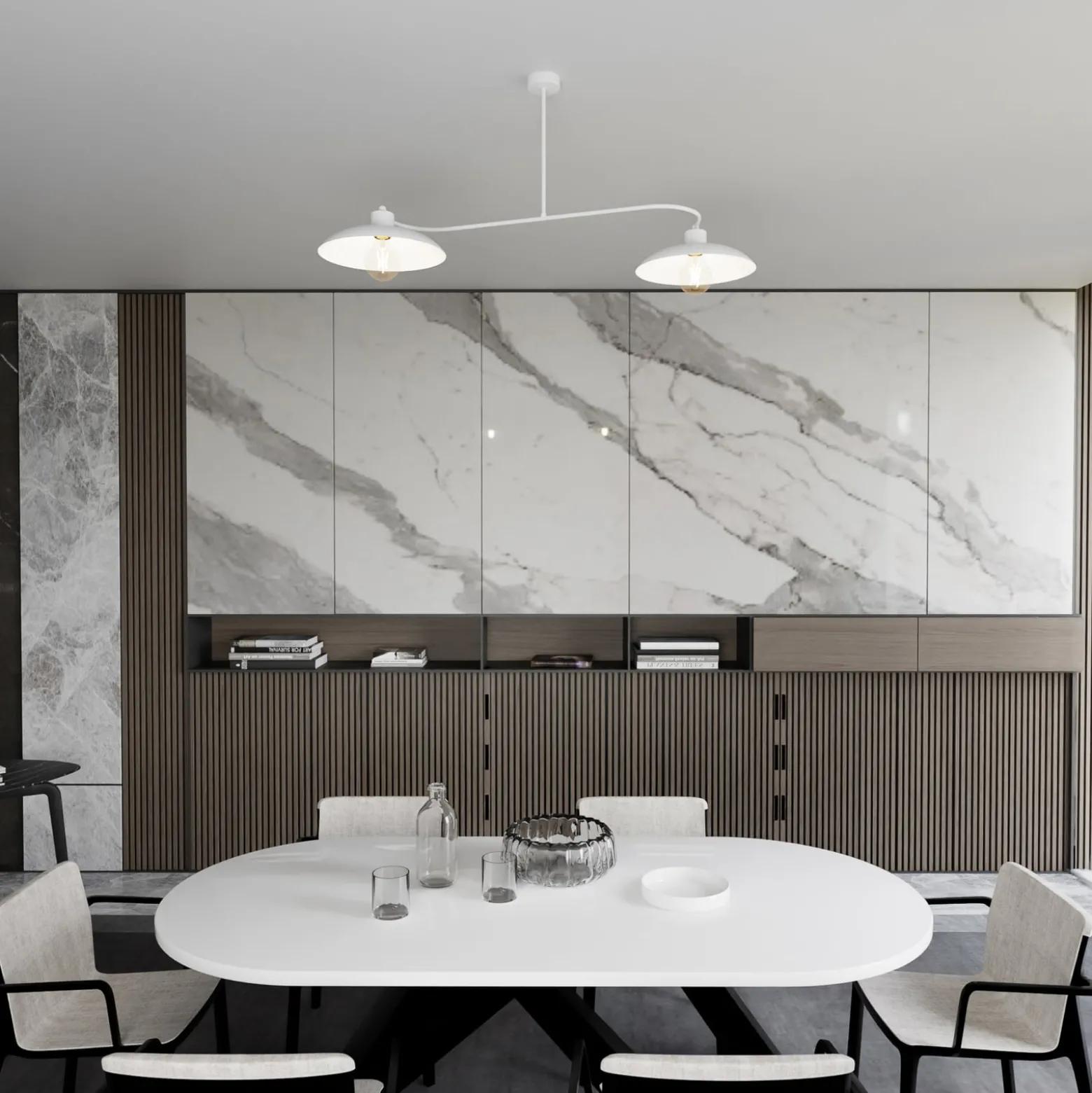 Kattovalaisin Foster, 2-lamppuinen, 100 cm, valkoinen, metalli, E27