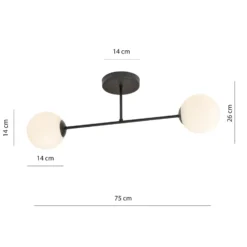 Kattovalaisin Glassy, 2-lamppuinen, lasi opaalinen