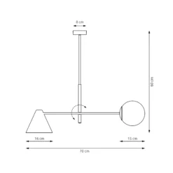 Kattovalaisin Hermes, 2-lamppuinen, musta, lasi, 70 cm, E14