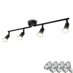 Kattovalaisin Jade, musta, 4-lamppuinen, GU10 LED, 3 000 K
