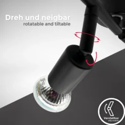 Kattovalaisin Jade, musta, 4-lamppuinen, GU10 LED, 3 000 K