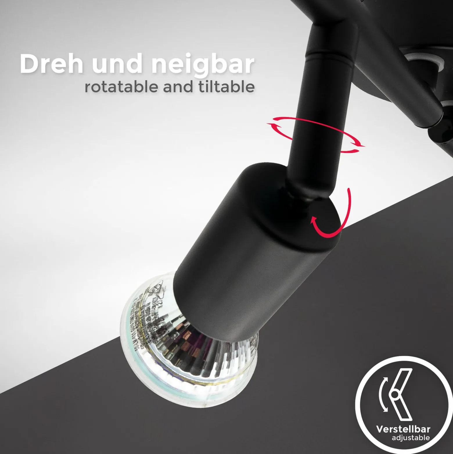 Kattovalaisin Jade, musta, 4-lamppuinen, GU10 LED, 3 000 K