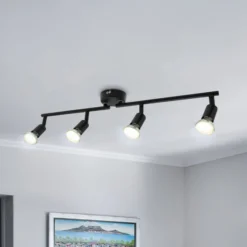Kattovalaisin Jade, musta, 4-lamppuinen, GU10 LED, 3 000 K