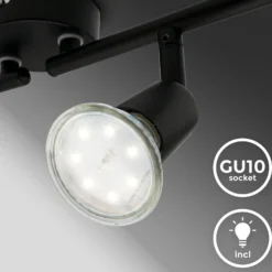 Kattovalaisin Jade, musta, 4-lamppuinen, GU10 LED, 3 000 K