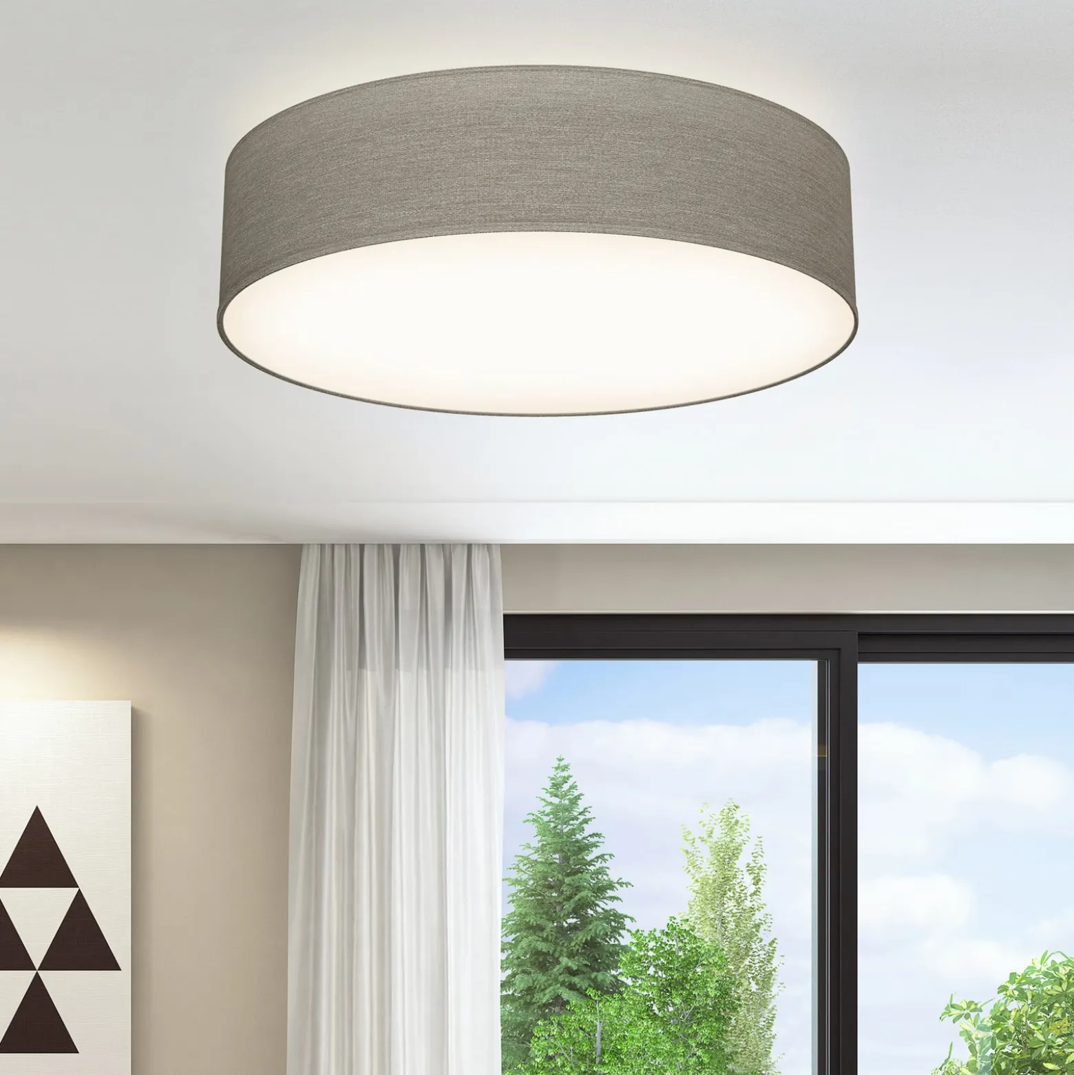 Kattovalaisin Litora, taupe, Ø 38 cm, tekstiili, E27