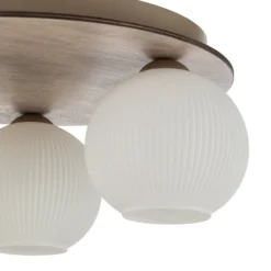 Kattovalaisin Virlo, 3-lamppuinen, opaali-lasi, puu, Ø 42 cm