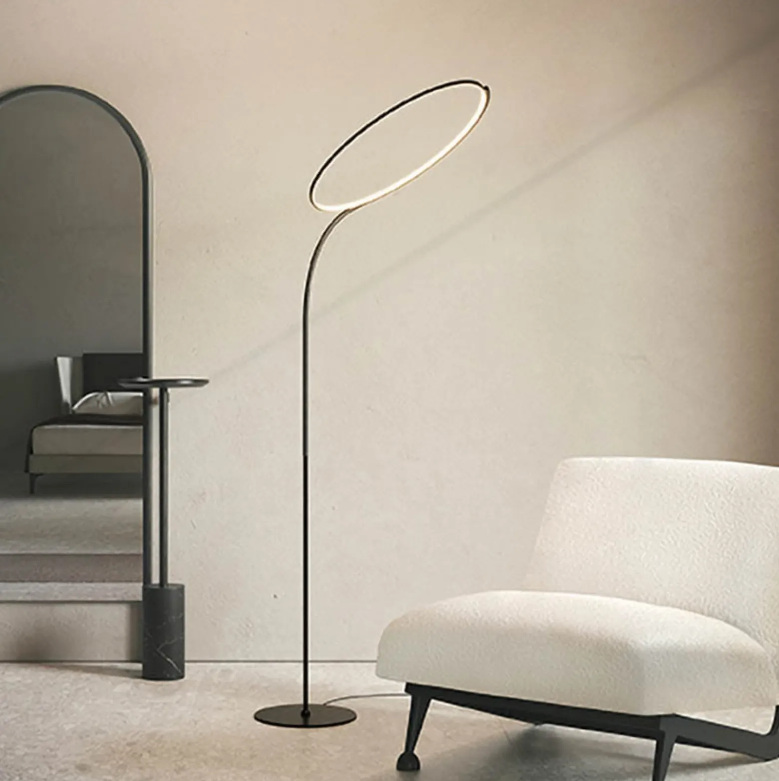 kdln LED-lattiavalaisin Poise, musta, korkeus 196 cm, himmennin