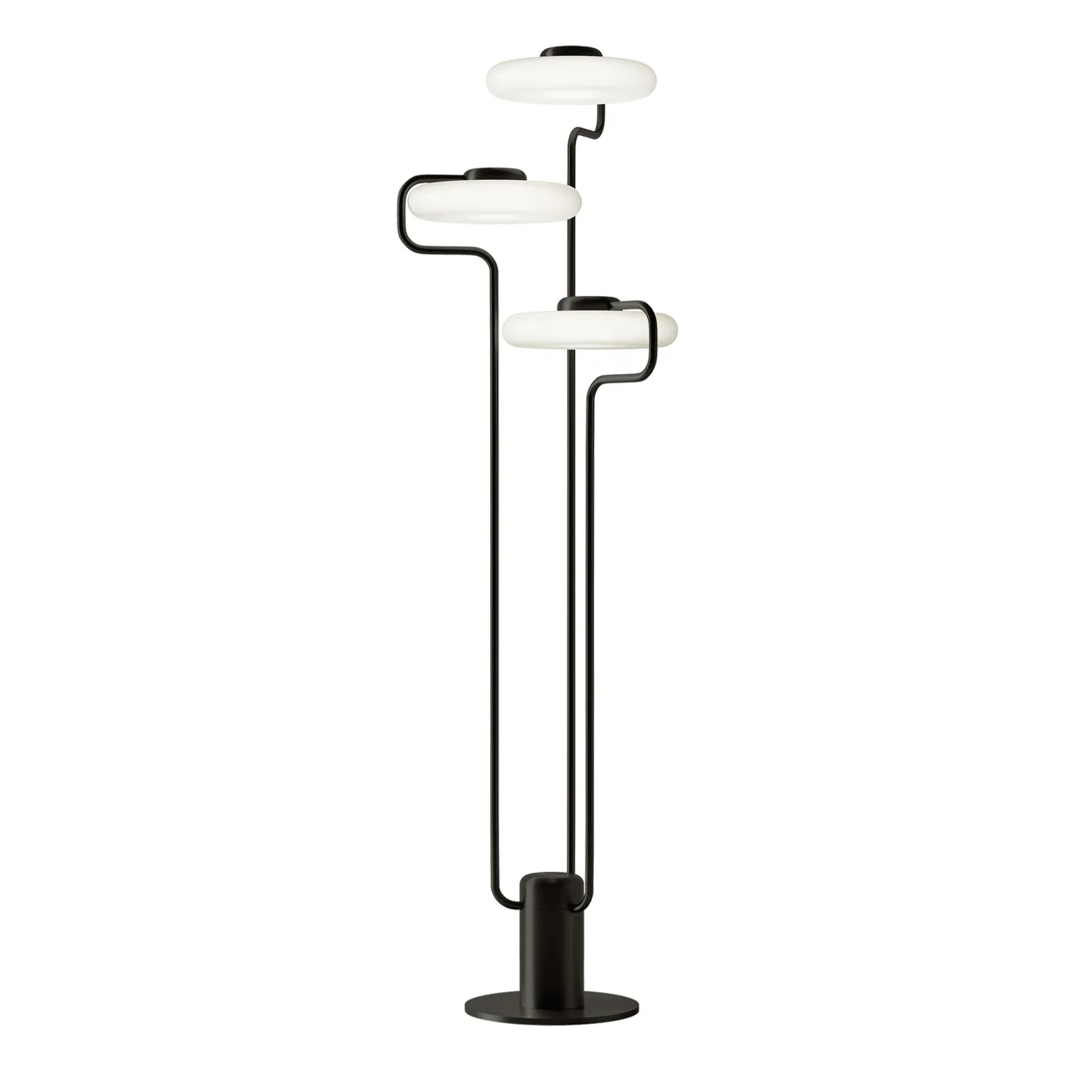kdln LED-lattiavalaisin TRATTO, musta, korkeus 150 cm, 3-lamppuinen