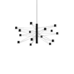 kdln LED-riippuvalaisin POLAR 15.1, halkaisija 77 cm, musta, 15-lamppuinen,